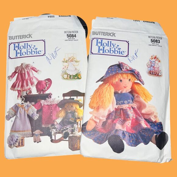 2 Vintage OOP Butterick Holly Hobbie Pattern 5084 & 5083 Doll Clothes B12 - Picture 1 of 5
